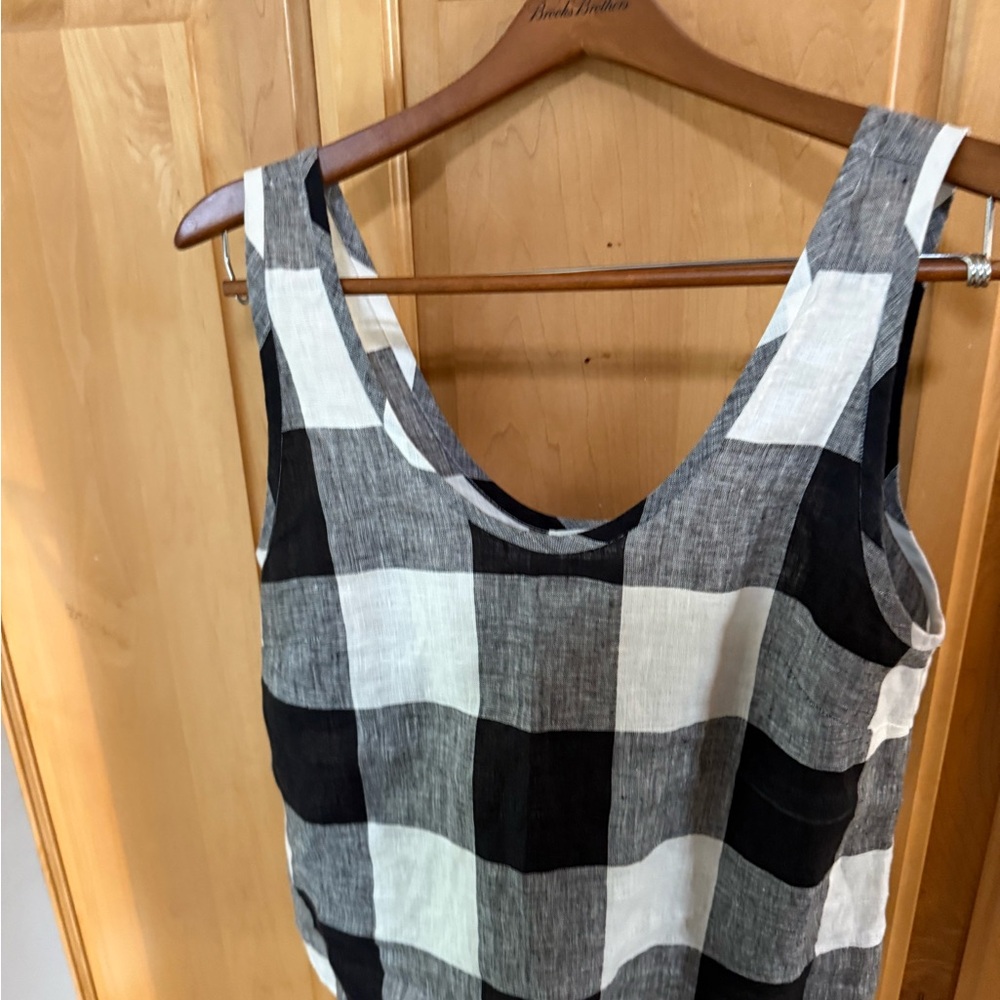 Everlane Black and White Gingham Linen Tank
